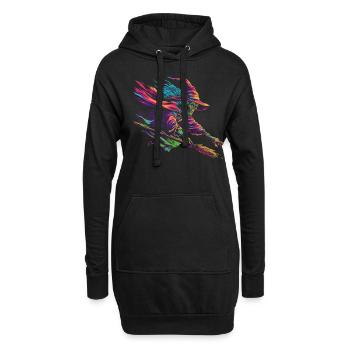Hexenbesen Halloween Spooky Popart - Hoodie-Kleid - Schwarz - Vorne