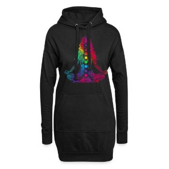 Yoga Yogi Meditation Workout Mandala Popart - Hoodie-Kleid - Schwarz - Vorne