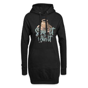 Poterie Poterie Poterie Tournez-le pour le gagner - Sweat-shirt à capuche long Femme - noir - Devant