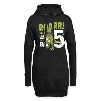 5. Geburtstag 5 Jahre Dino Dinosaurier Fan - Hoodie-Kleid - Schwarz - Vorne