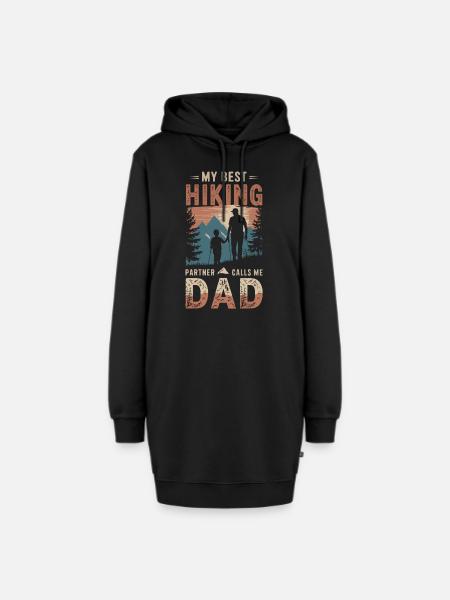 Vater und Sohn Camping Zelten Wandern vintage - Hoodie-Kleid - Schwarz