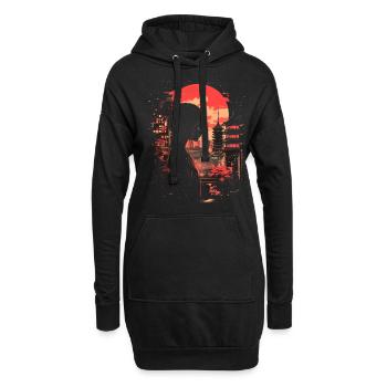 Anime Mädchen Japan - Hoodie-Kleid - Schwarz - Vorne