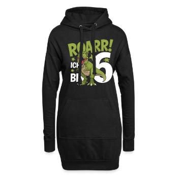 6ème anniversaire 6 ans Dino Dinosaur Fan - Sweat-shirt à capuche long Femme - noir - Devant