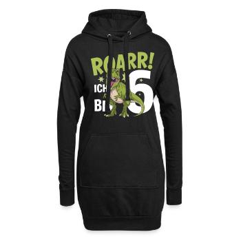6ème anniversaire 6 ans Dino Dinosaur Fan - Sweat-shirt à capuche long Femme - noir - Devant