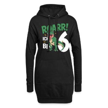 6. Geburtstag 6 Jahre Dino Dinosaurier Fan - Hoodie-Kleid - Schwarz - Vorne