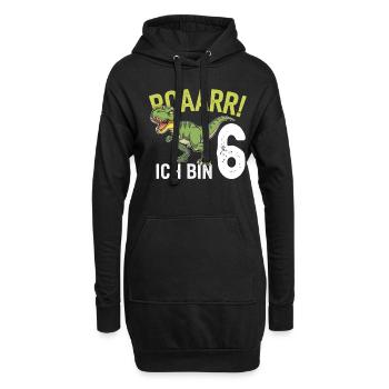 6. Geburtstag 6 Jahre Dino Dinosaurier Fan - Hoodie-Kleid - Schwarz - Vorne