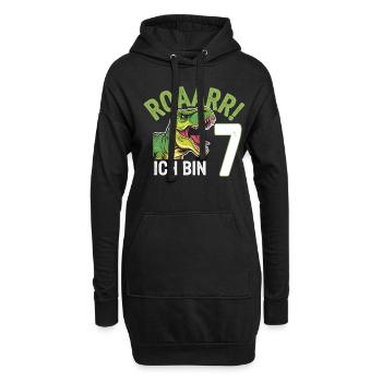 7. Geburtstag 7 Jahre Dino Dinosaurier Fan - Hoodie-Kleid - Schwarz - Vorne