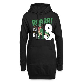 8. Geburtstag 8 Jahre Dino Dinosaurier Fan - Hoodie-Kleid - Schwarz - Vorne