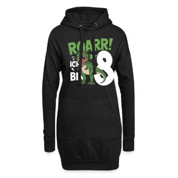 8e anniversaire 8 ans Dino Dinosaur Fan - Sweat-shirt à capuche long Femme - noir - Devant
