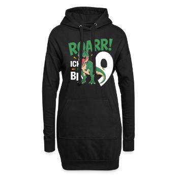9e anniversaire 9 ans Dino Dinosaur Fan - Sweat-shirt à capuche long Femme - noir - Devant