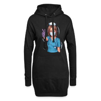 Lustige Krankenschwester mit Humor - Hoodie-Kleid - Schwarz - Vorne