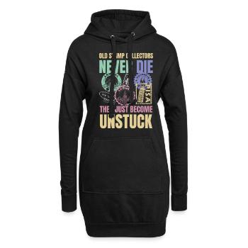 Lustige Briefmarken Briefmarkensammlung Humor - Hoodie-Kleid - Schwarz - Vorne
