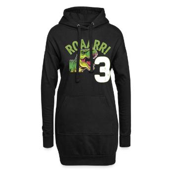 3. Geburtstag 3 Jahre Dino Dinosaurier Fan - Hoodie-Kleid - Schwarz - Vorne