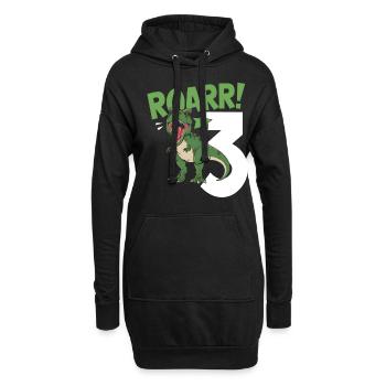 3. Geburtstag 3 Jahre Dino Dinosaurier Fan - Hoodie-Kleid - Schwarz - Vorne