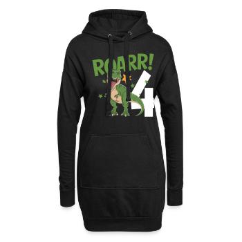 4ème anniversaire 4 ans Dino Dinosaur Fan - Sweat-shirt à capuche long Femme - noir - Devant