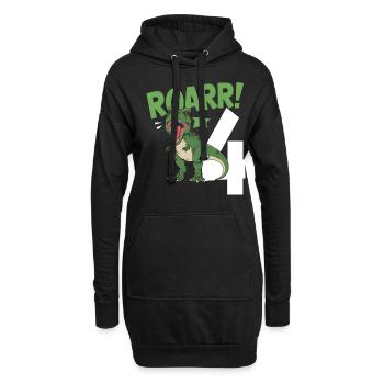 4ème anniversaire 4 ans Dino Dinosaur Fan - Sweat-shirt à capuche long Femme - noir - Devant