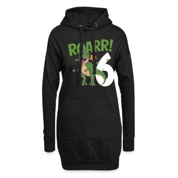 6ème anniversaire 6 ans Dino Dinosaur Fan - Sweat-shirt à capuche long Femme - noir - Devant
