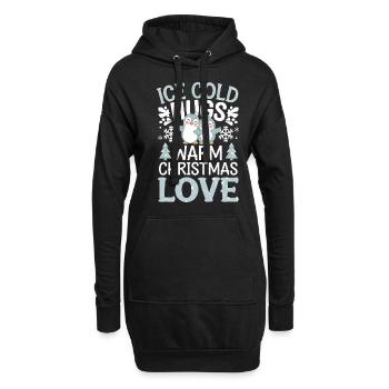 Eiskalte Umarmungen, Warme Weihnachtsliebe, - Hoodie-Kleid - Schwarz - Vorne