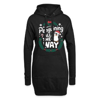 Pingouin de Noël Pingouin tout le chemin - Sweat-shirt à capuche long Femme - noir - Devant