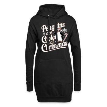 Pinguine Sind Cooler Zu Weihnachten - Hoodie-Kleid - Schwarz - Vorne