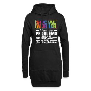Travailleurs sociaux : parce que les problèmes créent des opportunités pour les créatifs - Sweat-shirt à capuche long Femme - noir - Devant