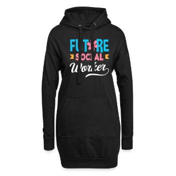 Futur travailleur social avec fleur - Sweat-shirt à capuche long Femme - noir - Devant