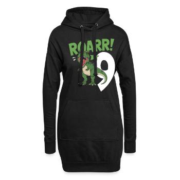 9e anniversaire 9 ans Dino Dinosaur Fan - Sweat-shirt à capuche long Femme - noir - Devant
