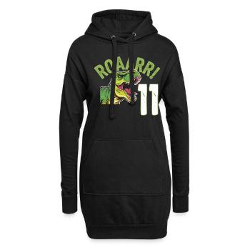 11. Geburtstag 11 Jahre Dino Dinosaurier Fan - Hoodie-Kleid - Schwarz - Vorne