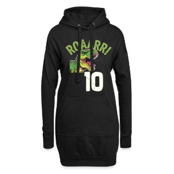 10. Geburtstag 10 Jahre Dino Dinosaurier Fan - Hoodie-Kleid - Schwarz - Vorne
