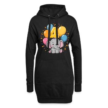 4. Geburtstag Elefant Kindergeburtstag - Hoodie-Kleid - Schwarz - Vorne