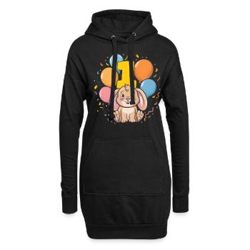1er anniversaire lapin lapin fête d’anniversaire des enfants - Sweat-shirt à capuche long Femme - noir - Devant