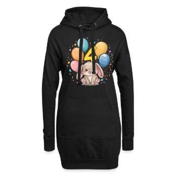 4. Geburtstag Hase Kaninchen Kindergeburtstag - Hoodie-Kleid - Schwarz - Vorne