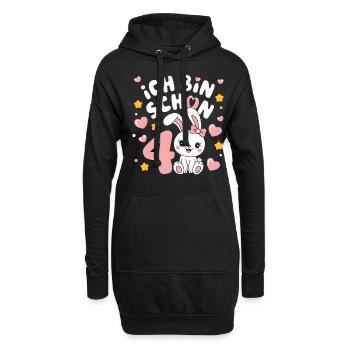 4. Geburtstag Hase Häschen Kindergeburtstag - Hoodie-Kleid - Schwarz - Vorne