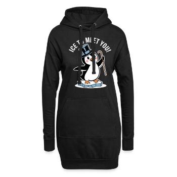 Pingouin avec chapeau haut de forme drôle - Sweat-shirt à capuche long Femme - noir - Devant