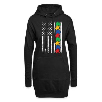 Autismus - Hoodie-Kleid - Schwarz - Vorne