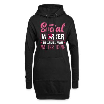 Travailleuse sociale parce que tu es importante pour moi - Sweat-shirt à capuche long Femme - noir - Devant