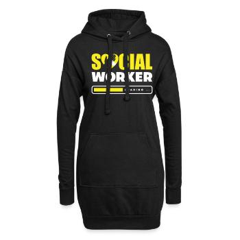 Un travailleur social est invité... - Sweat-shirt à capuche long Femme - noir - Devant