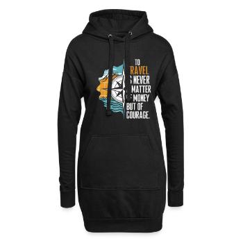 Voyager n’est jamais une question d’argent mais de courag - Sweat-shirt à capuche long Femme - noir - Devant