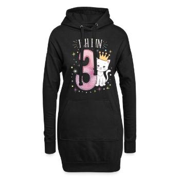 3ème anniversaire chat chaton fête d’anniversaire des enfants - Sweat-shirt à capuche long Femme - noir - Devant