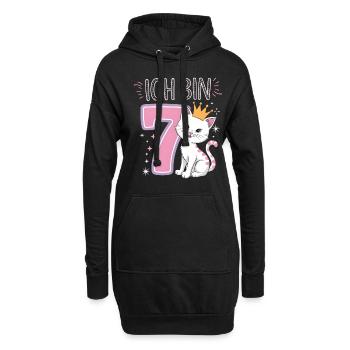 7e anniversaire chat chaton fête d’anniversaire des enfants - Sweat-shirt à capuche long Femme - noir - Devant