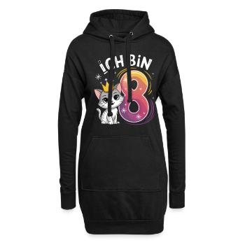 8. Geburtstag Katze Kätzchen Kindergeburtstag - Hoodie-Kleid - Schwarz - Vorne