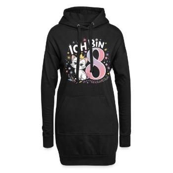 8. Geburtstag Katze Kätzchen Kindergeburtstag - Hoodie-Kleid - Schwarz - Vorne