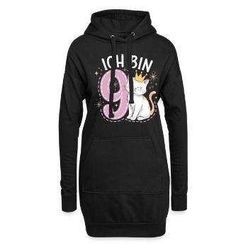 9ème anniversaire Chat Chaton Anniversaire des enfants - Sweat-shirt à capuche long Femme - noir - Devant