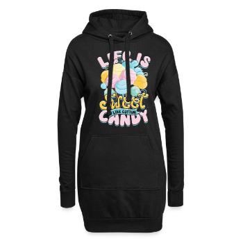 La vie de Zuckerwatte est douce comme de la barbe à papa - Sweat-shirt à capuche long Femme - noir - Devant
