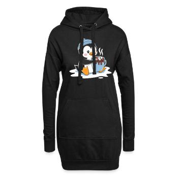 Pingouin câlin au chocolat chaud - Sweat-shirt à capuche long Femme - noir - Devant