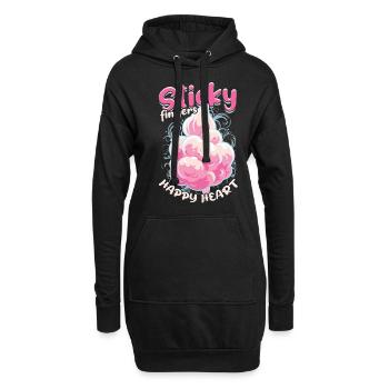 barbe à papa doigts collants coeur heureux - Sweat-shirt à capuche long Femme - noir - Devant