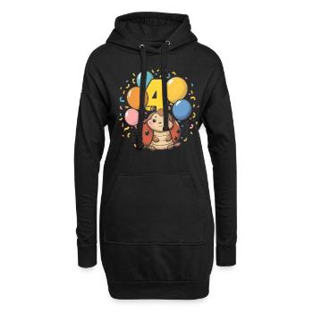 4. Geburtstag Marienkäfer Kindergeburtstag - Hoodie-Kleid - Schwarz - Vorne