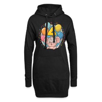 4. Geburtstag Maus Kindergeburtstag - Hoodie-Kleid - Schwarz - Vorne