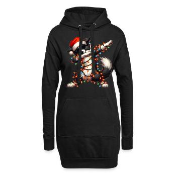 Tupfende Border Collie Hund Sonnenbrille Niedlich - Hoodie-Kleid - Schwarz - Vorne