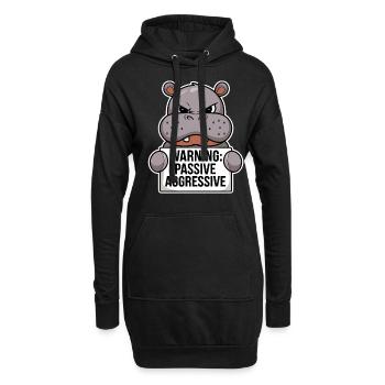 Avertissement : Hippopotame passif agressif - Sweat-shirt à capuche long Femme - noir - Devant